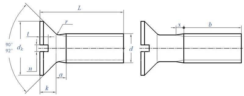 Customized M3 M10 M20s Tainless Steel 304 A2slotted Countersunk Csk Machine Screw GB68