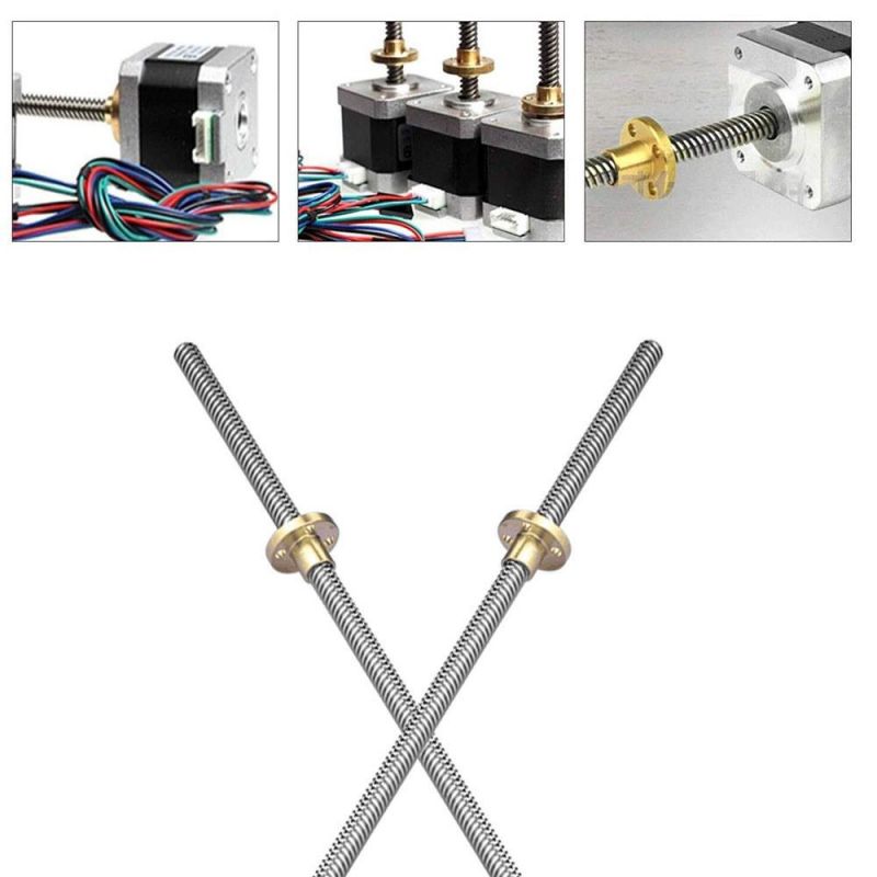 Olearn Stainless Steel Lead Screw 600mm Length with Brass Nut