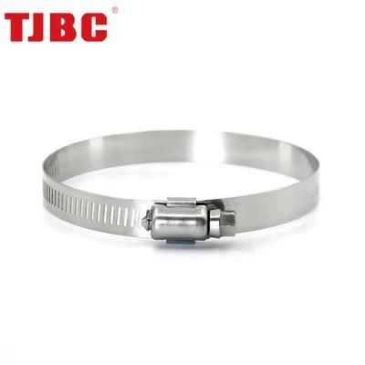 Stainless Steel Perforated and Interlock Design Heavy Duty American Type Worm Drive Hose Clamp for Automobile, Adjustable Range 46-70mm