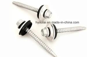 Dichromate Plating Hex Head Self-Drilling/Tapping Screw with EPDM Washer #10X3/4, #12-14X1 High Quality