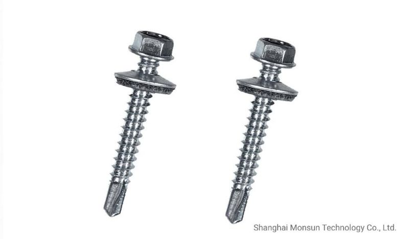 Mechanical Galvanized Steel Hex Washer Head Self Drilling Screw with Bonded Sealing Washer
