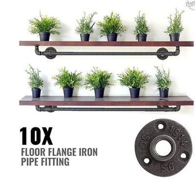 Black Cast Iron Pipe Floor Fitting DN20 3 Holes Floor Flange