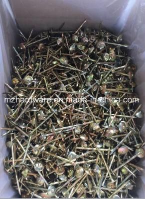 Yellow Zinc Roofing Nail with Umbrella Head Screw Twist Shank