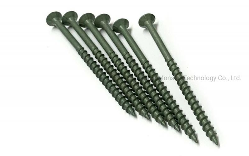Green Coated Ruspert Flat Countersunk Head External Composite Wood Decking Screws Fastener Made in China