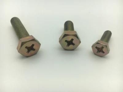 Carbon Steel Cross Recessed Hexagon Bolt Stock with Indentation