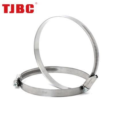 DIN3017 W4 304ss Stainless Steel Adjustable Non-Perforated Germany Type Tube Pipe Clip, Worm Drive Hose Clamp, 130-150mm