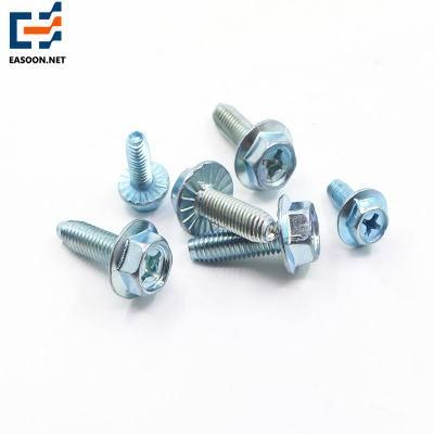 Galvanized Hexagon Head Bolts with Cross Recessed Stainless Steel Cross Recessed Hex Flange Bolt with Indentation Flange Bolts Flange Screws