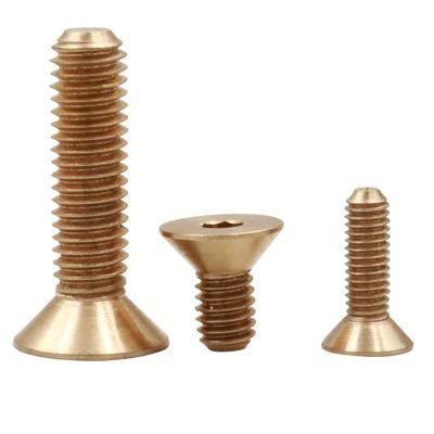 Machine Countersunk Hex Drive Allen Hexagon Socket Cap Brass Flat Head Golden Screws