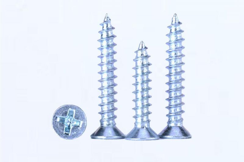 Yellow /Blue /Clear Zinc Coating Csk Head Pozidriv Self Tapping Thread Chipboard Screw for Particleboard & Plywood