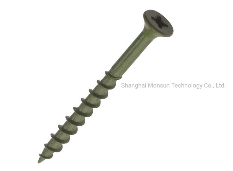 Green Coated Flat Head Treated External Fasteners Hardware Decking Screw Made in China