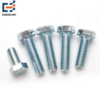 6.8 Galvanized Hex Head Bolts Blue-White Zinc Plated Hex Bolts