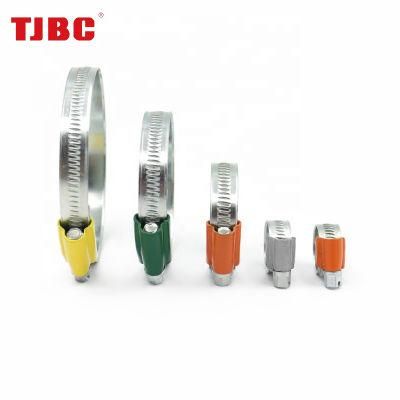 Adjustable W1 Zinc Plated Steel Worm Gear British Type Hose Clamp with Tube Housing, 9.7mm Bandwidth, 58-75mm