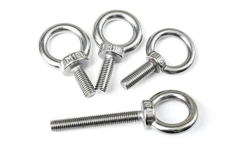 China Wholesale Fastener DIN444 Galvanized Long Hook Forged Lifting Round Ring M2 M4 M12 Stainless Steel Screw Eye Bolt