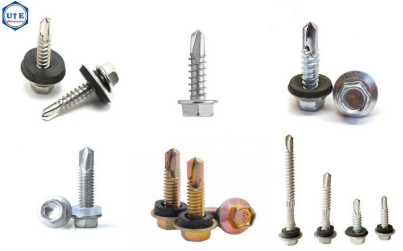 Stainless Steel 18.8 and Copper Brass Hexagon Indent Head Tapping Wood Screws DIN7976