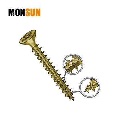Yellow Blue Clear Zinc Plated Steel Pozidriv/Square Drive Countersunk Head with Ribs Saw Tooth Thread Tip Timbermate Screws/Chipboard Screw