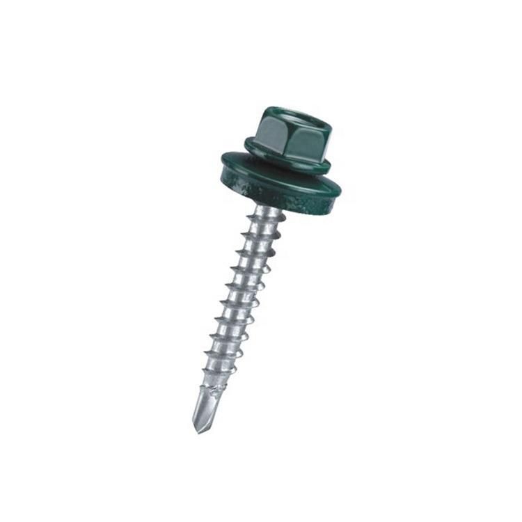 Colored Hex Rubber Washer Head Self Drilling Screws