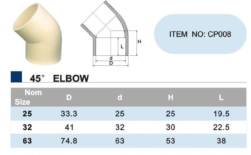 Era CPVC Pipe Fitting 45 Degree Elbow