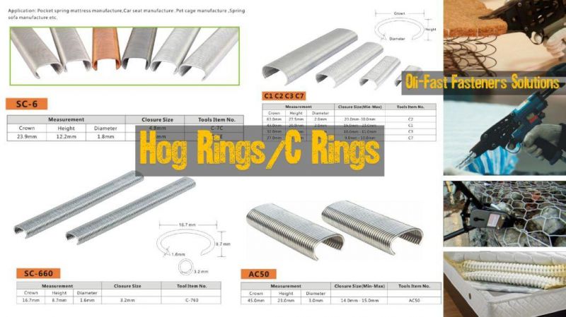 Pneumatic C Ring Nails Hog Ring Staples for Sc7e Sc7c Sc760b Air Nailer Nail Gun