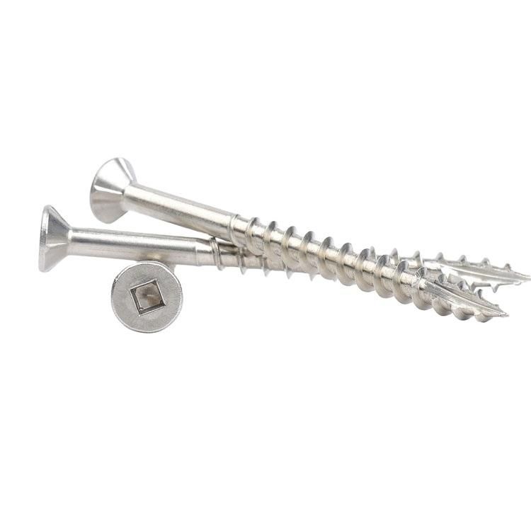 Stainless Steel T17 Flat Square Head Deck Screw Chipboard Screw with 4 Ribs