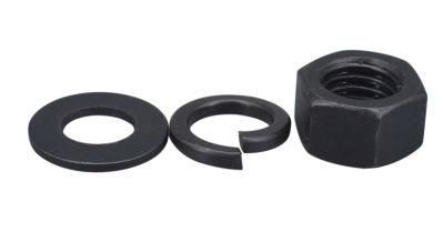 Grade 8.8 Hardened Blackened Hexagon Nut Screw Cap Flat Washer Spring Washer Set M2m2.5 M3m5m6m8