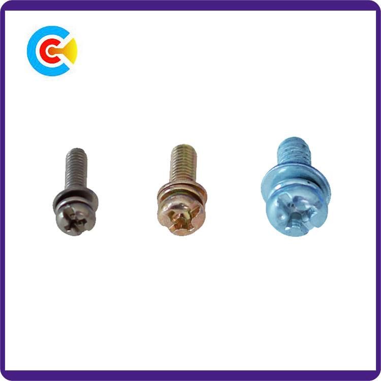 DIN/ANSI/BS/JIS Carbon-Steel/Stainless-Steel M6 Anti-Slip Terminal Pan Head Combination Screws