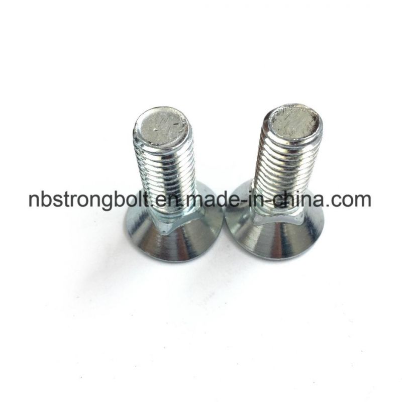 Flat Head Square Neck Screw with White Zinc Plated/Customized Flat Head Screw