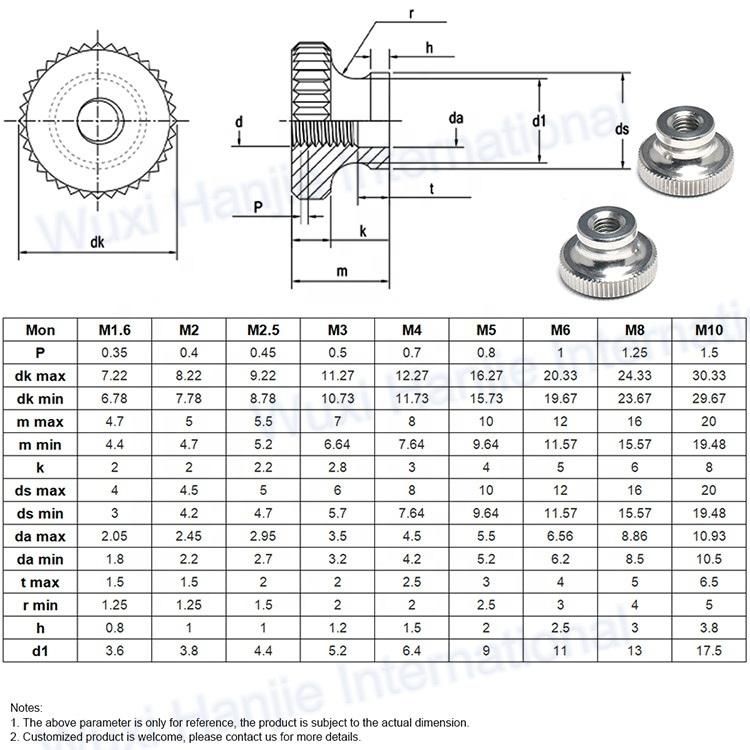 Factory Made Thumb Nuts Adjustable Nut Flat Knurled Nuts
