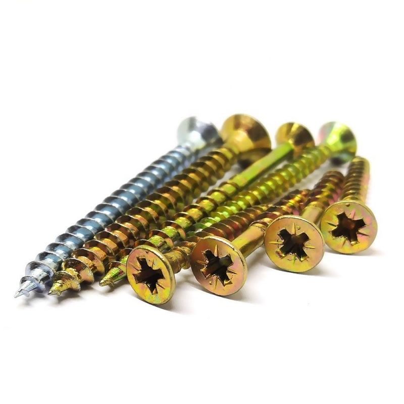 Furniture Use Harden Self Tapping Chipboard Screw C1022 Yellow Zinc Plated Chipboard Screw