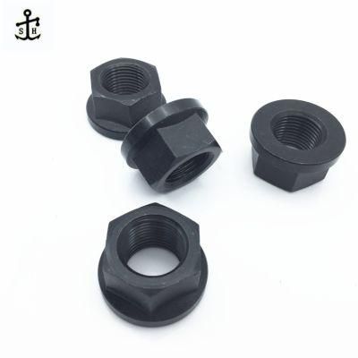 Black Color Carbon Steel Flange Tire Nuts DIN 6331 Class 8 M20 Hexagon Collar Nuts with a Height of 1.5D Made in China