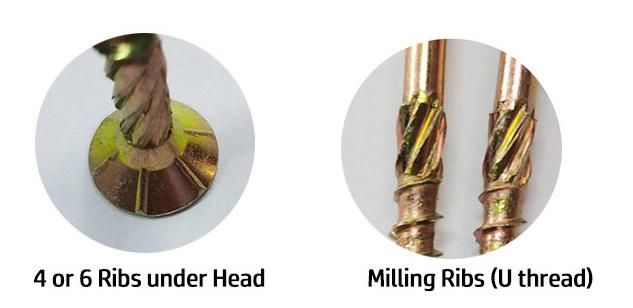 C1022 Yellow Gold Zinc Plating Cutting Point Type 17 U Thread Countsunk Head Particalboard Screw/Chipboard Screws
