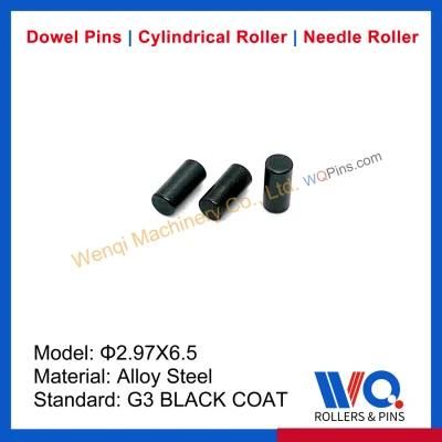 Dowel Pin 2.97X6.5 G3 Black Oxide, Hardened and Ground