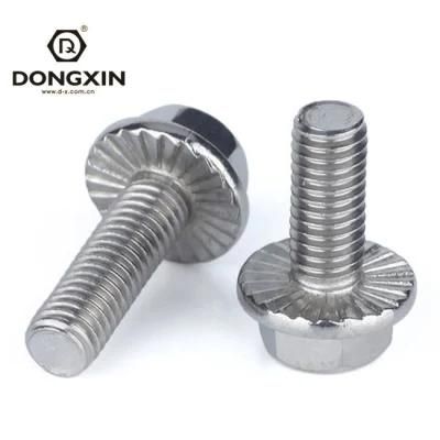 DIN Standard Zinc Plated Steel 1/4-20 M14 Hex Serrated Hexagon Flange Bolt