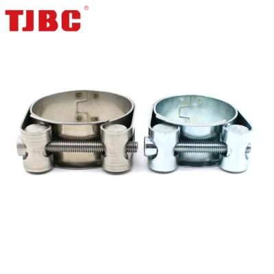 W4 304ss Stainless Steel Heavy Duty Single Bolt Unitary Hose Clamp with Double Layers Robust Bands for Exhaust Pipe, 65-70mm