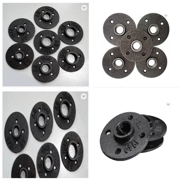 Dn15 Dn 20 Black Cast Iron Loft Carbon Steel Fittings and Flange for Flange Steampunk Furniture Elbow