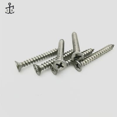 Ss Stainless Steel Auto Parts Fasteners DIN 7982 M4*30 Cross Recessed Countersunk Head Tapping Screws Made in China