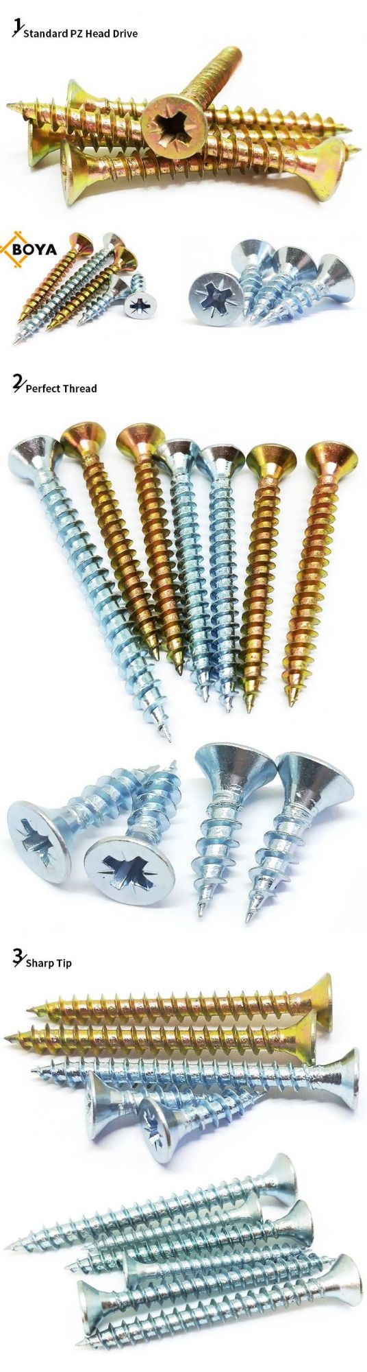 DIN7982 Cross Recessed Countersunk Head Tapping Screws Countersunk Head Tapping Screws Furniture Chipboard Screw in Construction