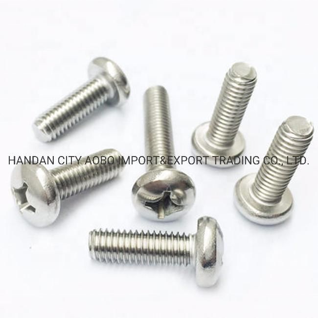 Stainless Steel M6 Crossed Recessed Phillips Pan Head Machine Screw