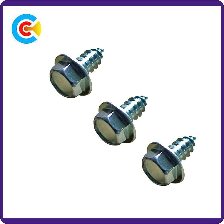 Carbon Steel/4.4/8.8/10.9 Galvanized Unslotted Hex Washer Head Self-Drilling Screws