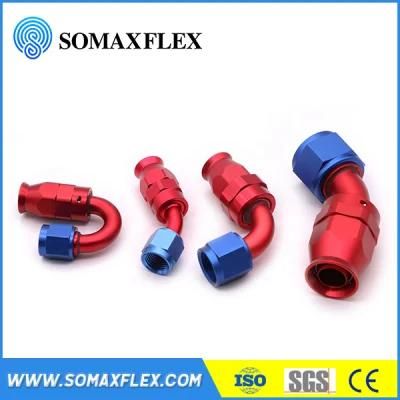 Aluminum an Fittings Blue Red An3 An4 An6 An8 An10 An12 An16 An20 Straight 45 90 120 150 180 Degree PTFE Hose Connector