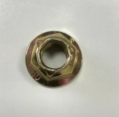 DIN6927 Hex Flange Lock Nut, Hex Flange Nut, Self Locking Nuts, Yellow Zinc Plated, Galvanized