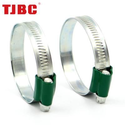 W1 Galvanized Iron British Type Worm Drive Hose Clamp with Color Tube Housing for Automobile Engine, 44--56mm