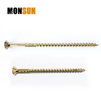 Yellow Gold Zinc Plated Galvanized Type 17 Flat Head with Torx /Pozi Driveribs U Thread Cut Chipboard Screw