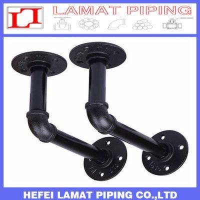 Sandblasted Black Malleable Iron Floor Flanges Pipe Fittings for Decoration/Shelf/DIY/Furnitures