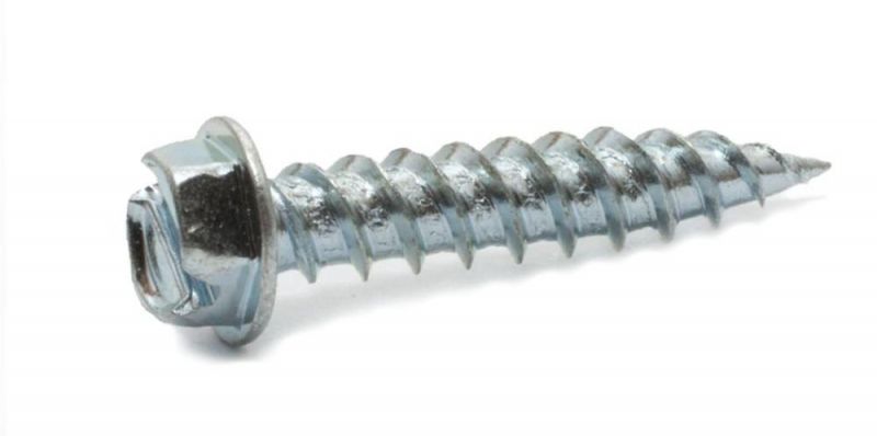 Zinc Plated Slotted Hex Washer Needle Point Self Piercing Screw