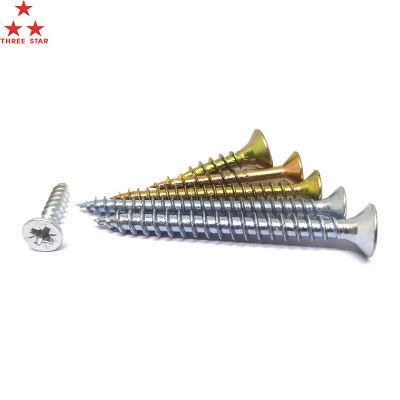 Angola Tanzania Colombia Market/Yellow Zinc Knurled and Saw Chipboard Screw Wood Screw Factory Price