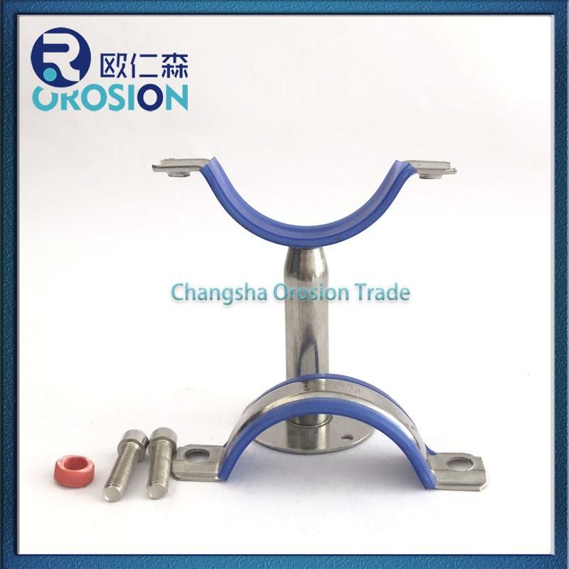 stainless Steel Round Pipe Fitting Hanger Clamped with Rubber