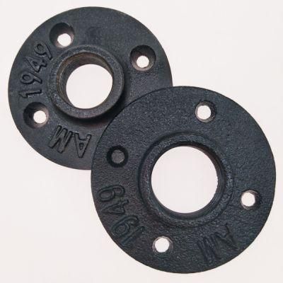 3/4 Inch DN20 Black Malleable Iron Threaded Floor Flange with Gloss Finish for DIY Wine Holder