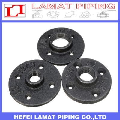 Black/Galvanised Malleable Cast Iron Pipe Fittings Floor Flange