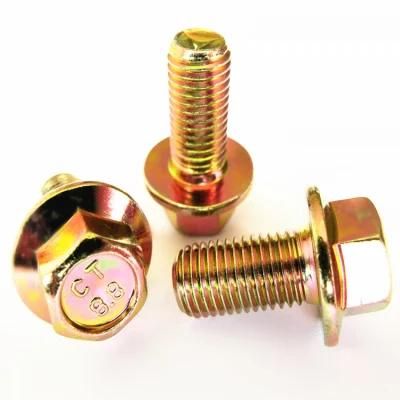 DIN6921 Grade 8.8 Hex Flange Bolt No Serration Yellow Zinc Plated