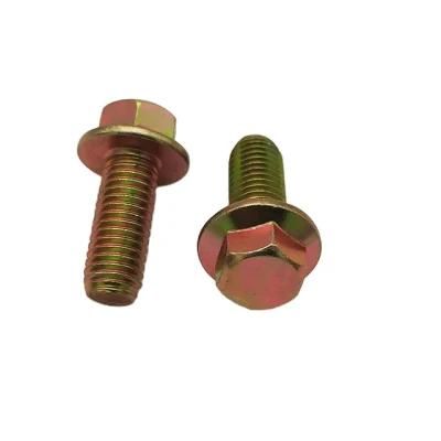 Yellow or White Zinc Plated Hex Flange Bolts 8.8 Grade with Knurling Under Head